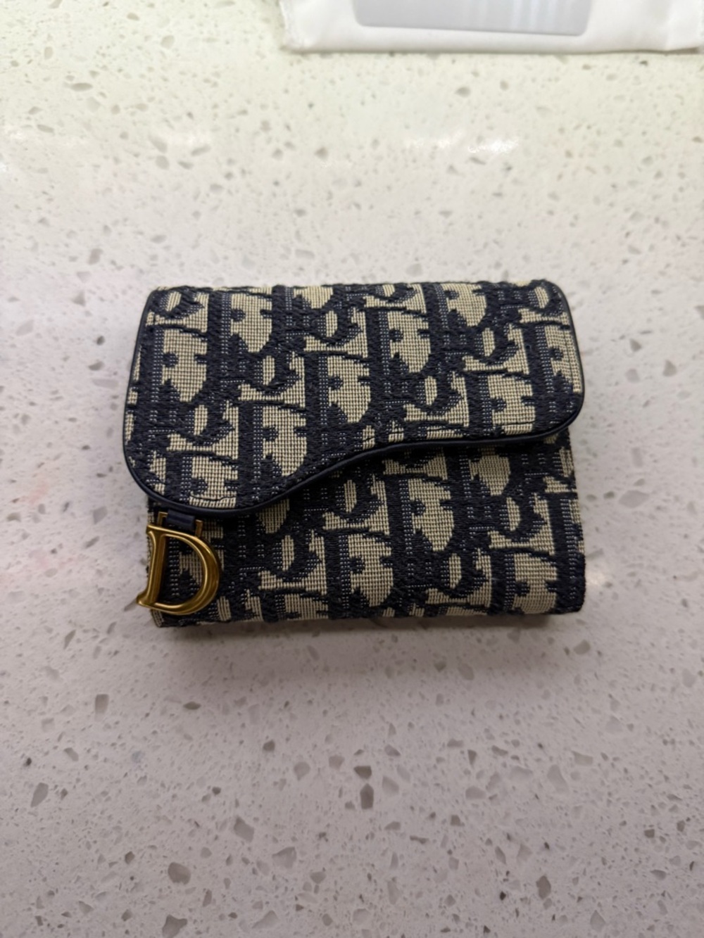 Dior Navy & Beige Monogram Canvas Key and Card Pouch - Picture 2 of 3